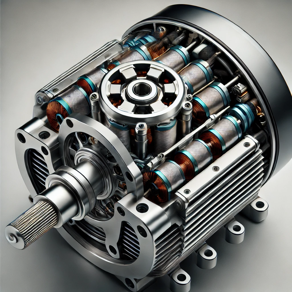 dall·e 2024 10 03 10.12.50 a detailed image of a brushless electric motor, showcasing its inner components. the motor should include key features such as the rotor, stator, and